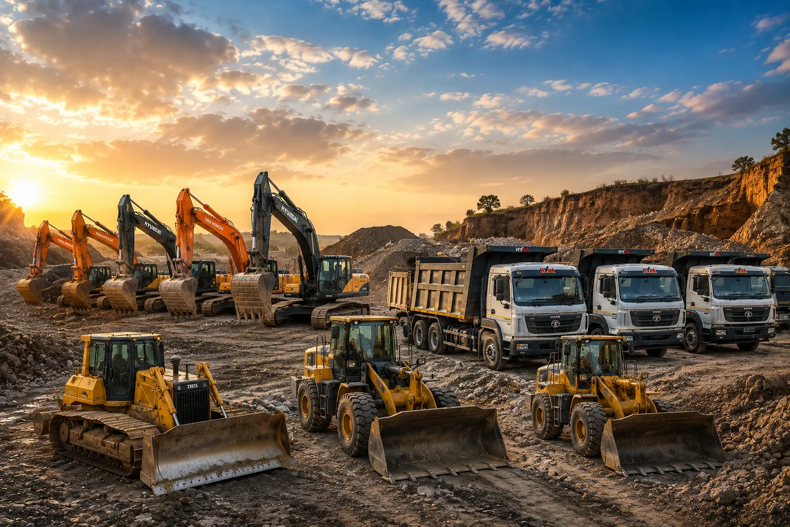 IHR heavy equipment fleet — excavators, dozers and trucks